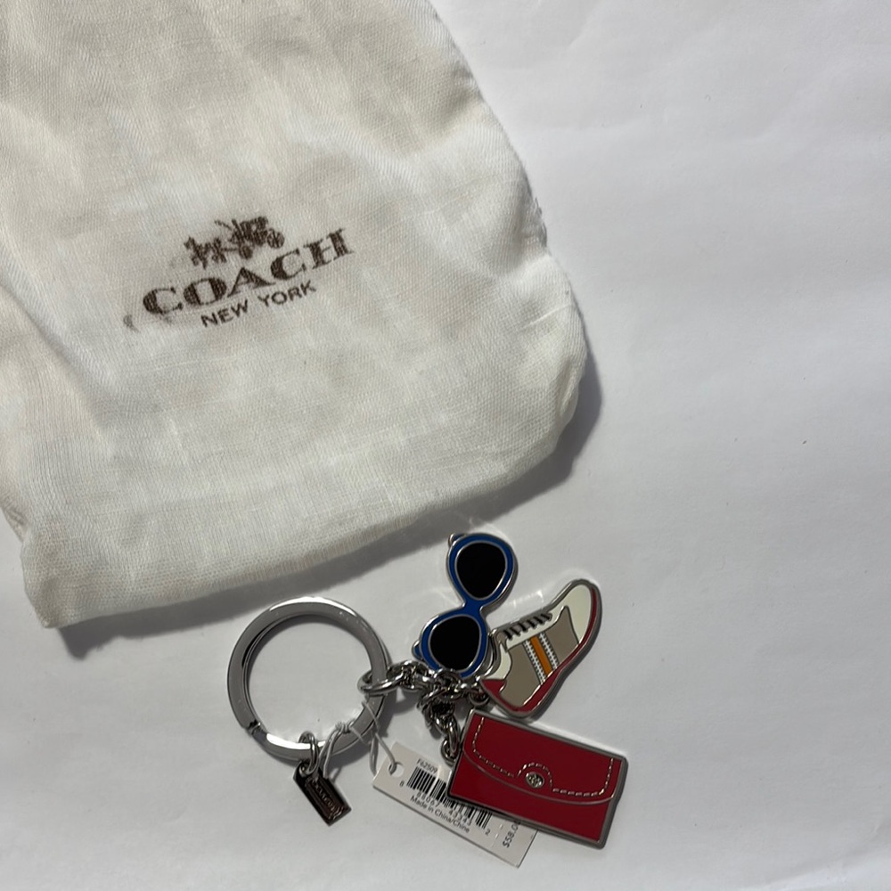 Coach Red and Blue Key & Card Holder